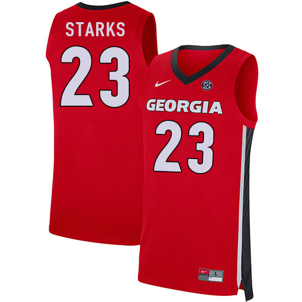 Men #23 Mikal Starks Georgia Bulldogs College Basketball Jerseys Sale-Red - Click Image to Close